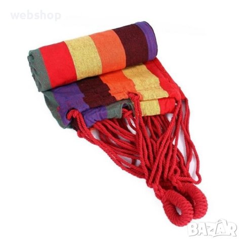 ХАМАК 200X100 СМ. РАЗНОЦВЕТЕН ПАМУК, МАКСИМАЛНО ТЕГЛО 120КГ, снимка 6 - Градински мебели, декорация  - 36775999