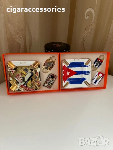 Подаръчен комплект за пури – керамичен пепелник, запалка и резачка