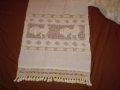 19 век ръчно тъкана с уникални мотиви кърпа с дантера плетена на една кука, снимка 3