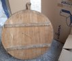 Дървена дъска за месене на хляб, голям дървен кръг фурнаджийска лопата кухня фурна тесто механа пица, снимка 6