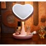 Настолно огледало за гримиране, С лед осветление, Сърце, снимка 3
