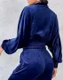Дамски едноцветен спортен кадифен костюм с дълги ръкави за свободното време, 4цвята , снимка 9