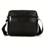 Дизайнерска, Мъжка правоъгълна кожена чантичка за през рамо /Черна естест.кожа!, снимка 3