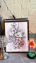 Ръчно рисувани на картон с рамка А3, снимка 3