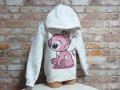 Нов детски суичър с дигитален печат Розов Стич (Stitch) в цвят бял меланж, снимка 8
