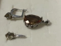Сребърен комплект обици и медальон със Султанит , снимка 6