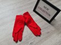 Нови уникални дамски зимни червени ръкавици с косъм на намаление , снимка 1