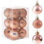 Топки за елха, 12 броя, златисто розово, пластмаса, Коледна декорация, Новогодишна декорация, снимка 1