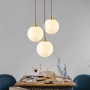 Висяща лампа глобус „Opal Globe“ – стъклена сфера с меко дифузно осветление и метални акценти, снимка 4