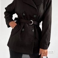 Велурено палто в черно  , снимка 4 - Палта, манта - 41859149