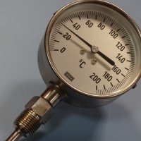 биметален термометър Wika thermometer ф100mm, 0/+200°C, L-650mm, снимка 10 - Резервни части за машини - 37083728