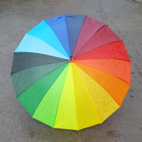 1529 Голям дамски чадър за дъжд Дъга, 16 ребра, 95см диаметър, снимка 6 - Други - 29188493