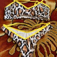 Леопардов бански принт жълт, снимка 5 - Бански костюми - 35240784