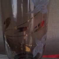 Две вазички кафяво стъкло прозрачно с украса, снимка 4 - Вази - 30053160