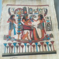 Египетски папирус. Оригинал. Ръчно рисуван. Картина. Подписан. , снимка 4 - Антикварни и старинни предмети - 38121915