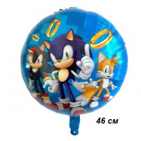Соник Sonic кръгъл фолио фолиев балон хелий или въздух парти рожден ден, снимка 1 - Други - 29429544