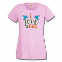 Дамска тениска I Love Cats,Тениска с Кучета,Животни,Изненада,Празник, снимка 1 - Тениски - 36428268