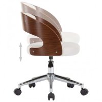 Въртящ офис стол, бял, извито дърво и изкуствена кожа, снимка 6 - Столове за офис - 40384278