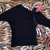 Ново! Черна блуза с панделка, снимка 1 - Блузи с дълъг ръкав и пуловери - 37996671