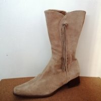 №39 ONLY дамски обувки боти ботуши от естествена кожа велур в бежов цвят-подарък при поръчка над 7лв, снимка 2 - Дамски ботуши - 42814435