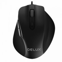 Мишка USB Оптична Delux M517BU 2400dpi 6 btn Черна с ергономичен дизайн USB Optical Mouse, снимка 1 - Клавиатури и мишки - 30266079