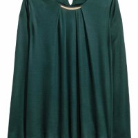 Тъмно зелена дамска блузка с метален детайл, снимка 2 - Блузи с дълъг ръкав и пуловери - 29659918