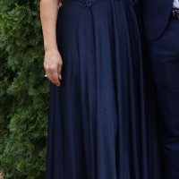 Дълга официална, бална, тъмно синя рокля размер М/Л, снимка 2 - Рокли - 38017060