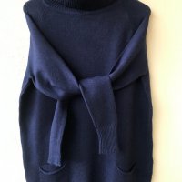 Тъмносин пуловер блузон, снимка 6 - Блузи с дълъг ръкав и пуловери - 30955520
