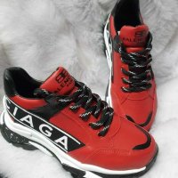  дамски маратонки червени и черни Balenciaga, снимка 1 - Маратонки - 31338549