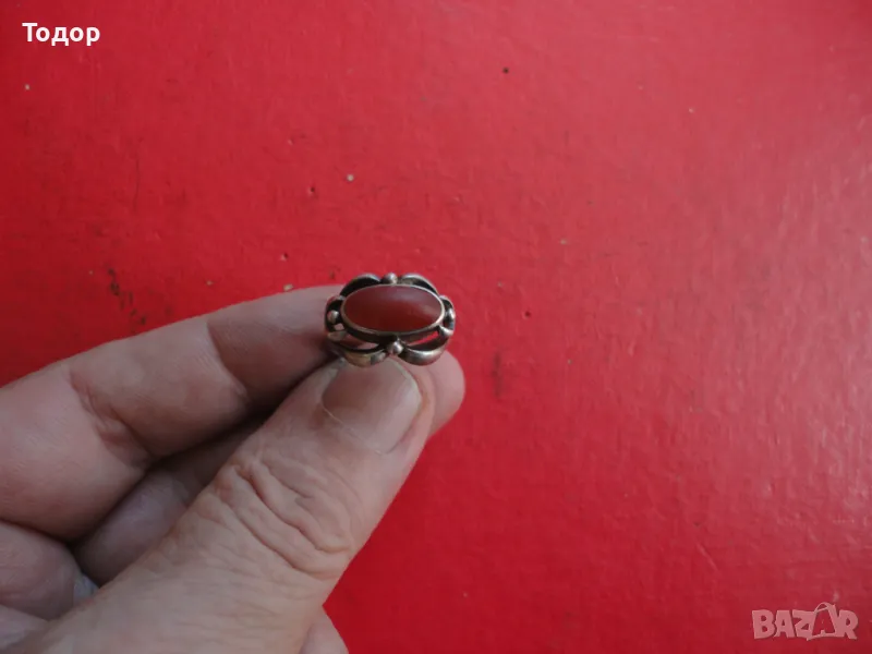 Сребърен пръстен с корнеол 835, снимка 1