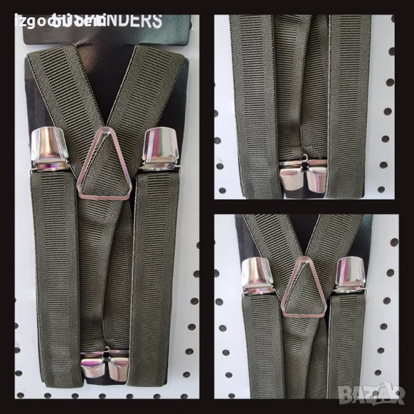 Маслено зелени тиранти голям размер , с 4 закопчалки, еластична материя , снимка 1