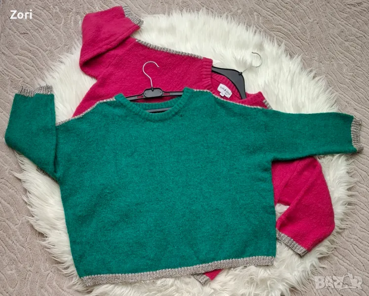 Вълнени пуловери овърсайз със сребристи акценти в два цвята, снимка 1