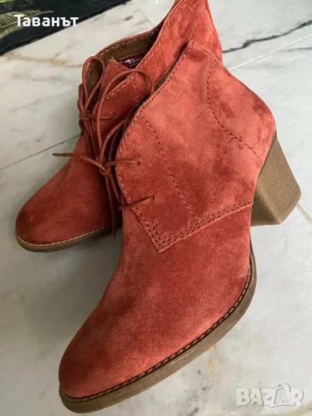 Боти от естествен велур Tamaris, снимка 1