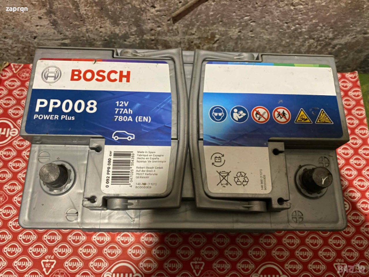 Почти нов акумулатор Bosch/Бош PP008 77 амп/ч 780 А усилен стартов ток, снимка 1