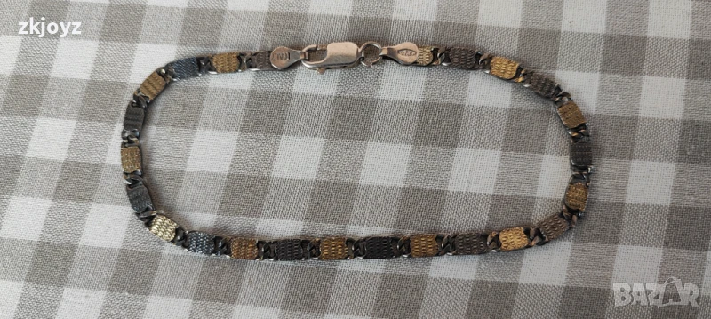 НОВА ИТАЛИАНСКА СРЕБЪРНА ГРИВНА с ПОЗЛАТА 5.70 ГРАМА/ ПРОБА 925, снимка 1