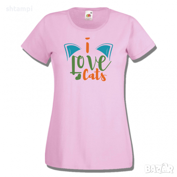 Дамска тениска I Love Cats,Тениска с Кучета,Животни,Изненада,Празник, снимка 1