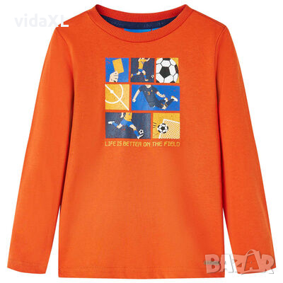 Детска тениска с дълъг ръкав, оранжева, 128(SKU:12707, снимка 1