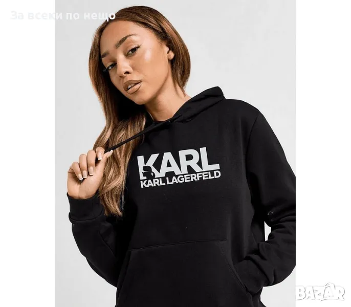 Karl Lagerfeld Дамска Черна Ватирана Блуза С Дълъг Ръкав🔝Дамски Суитшърт С Качулка Карл Код LFS244, снимка 1