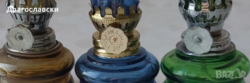 Лампи малки, газени: Стара синя газена лампа, красива и други малки лампа, стъклена газена лампа, снимка 1