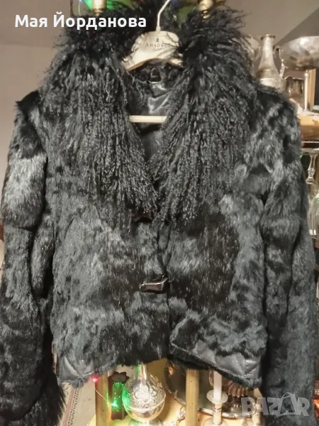 Палто естествена кожа с богата яка от лама., снимка 1