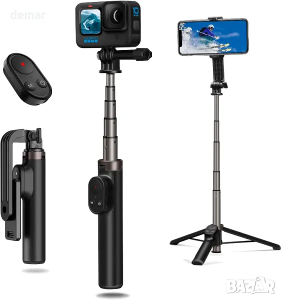 AuyKoo селфи стик-статив с безжично Bluetooth дистанционно управление, снимка 1