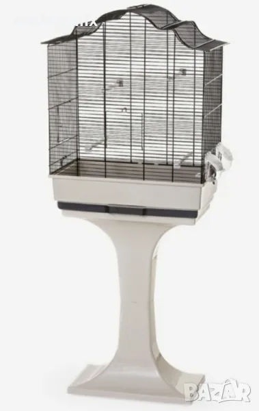 Клетка за птици София 2 със стойка черно и пясъчно - 56 / 33 / 132см, снимка 1