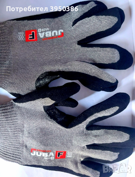 Електричарски Работни Ръкавици JUBA K-Rock Латекс Антикор Черен влакно - 8, степен на защита F, снимка 1