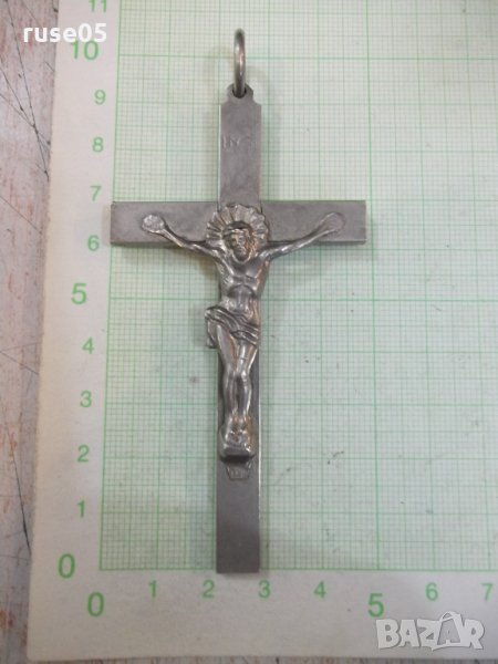 Кръст с разпятието от бял метал - 27,67 гр., снимка 1