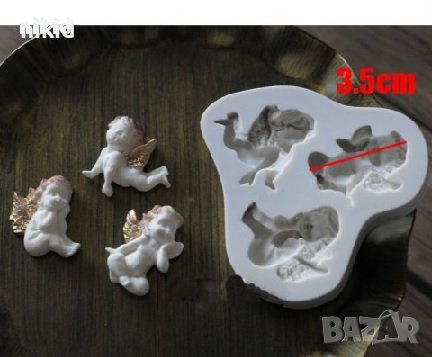 3 ангелчета ангел силиконов молд форма кръщене пита декорация украса фондан торта мъфини и др, снимка 1