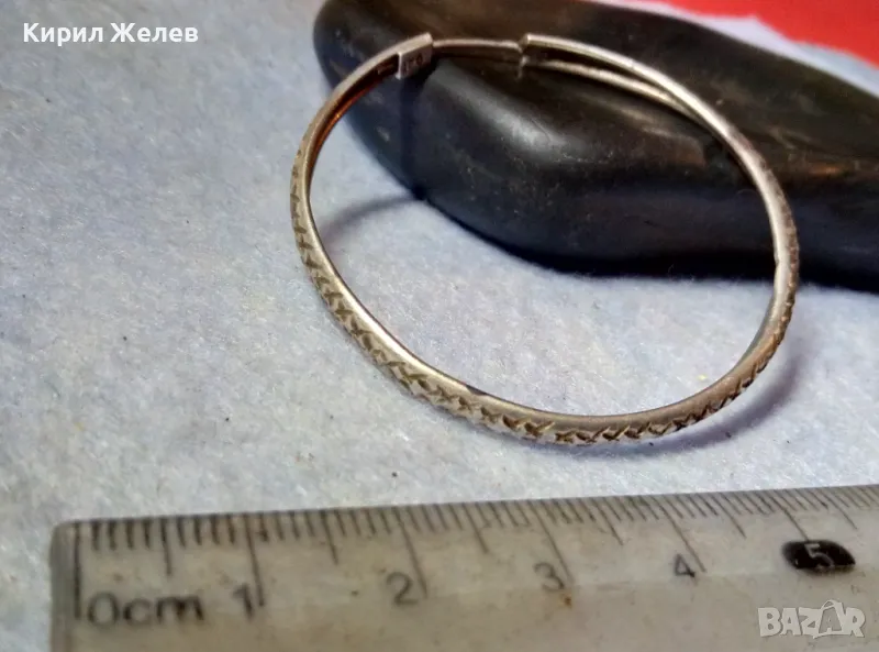 СТАРА ОРНАМЕНТИРАНА СТИЛНО ГОЛЯМА КЛАСИЧЕСКА СРЕБЪРНА ОБЕЦА ХАЛКА СРЕБРО 925 РЪЧНА ИЗРАБОТКА 37762, снимка 1