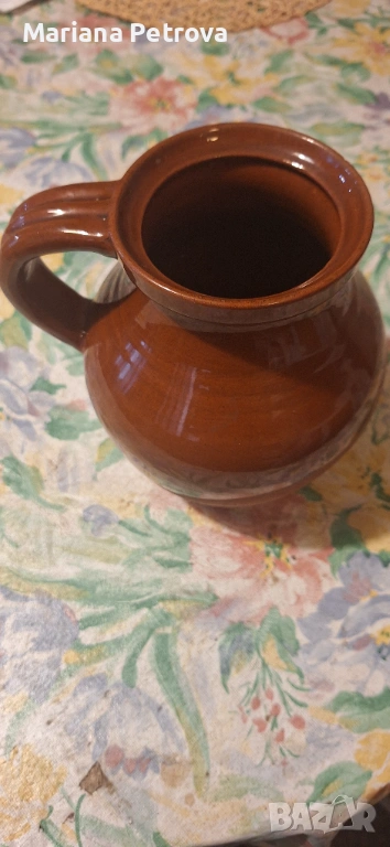 Керамично гърне за боб с дръжка, снимка 1