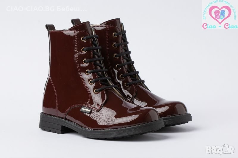 №31, Испански Детски боти за момиче ANGELITOS в бордо, лачени, снимка 1