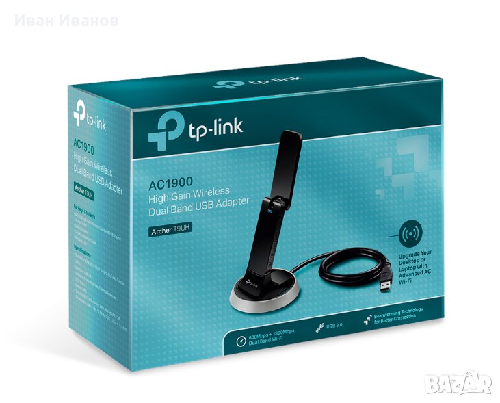 Archer T9UH AC1900 Безжичен двулентов USB WiFi адаптер с високо усилване, снимка 1