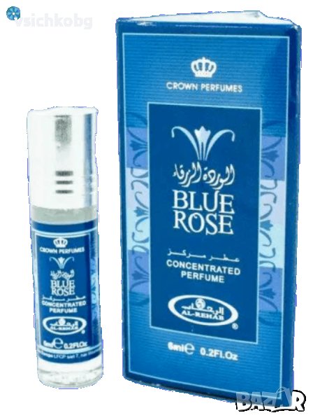 Арабско парфюмно масло от Al Rehab Blue rose 6 ml Роза, мускус, сандалово дърво и подправки 0% алкох, снимка 1